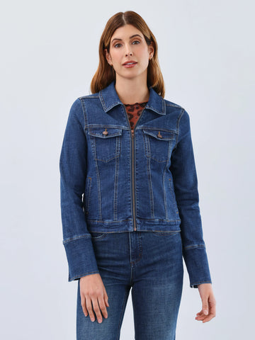 Denim Zip Front Jacket Dark Blue by FDJ