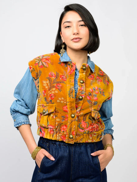 Velveteen Vest Gold by Ivy Jane