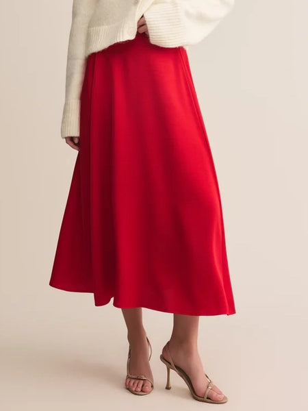 Northpointe Satin Midi Skirt Festive Red by Z Supply