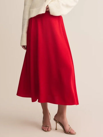 Northpointe Satin Midi Skirt Festive Red by Z Supply