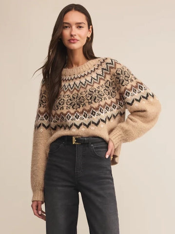 Kenaby Fair Isle Sweater Oatmeal Heather by Z Supply