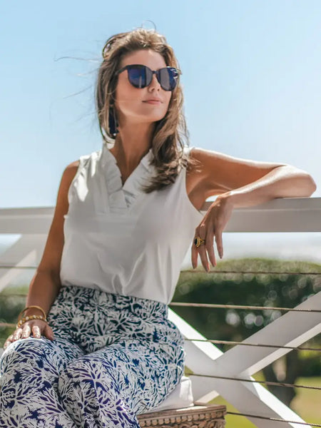 Sleeveless Augusta Top White by La Mer Luxe