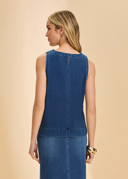 Sleeveless Top Blue Denim by FDJ