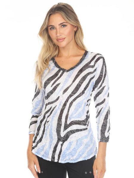 V-Neck Top Zebra Frost by Carine