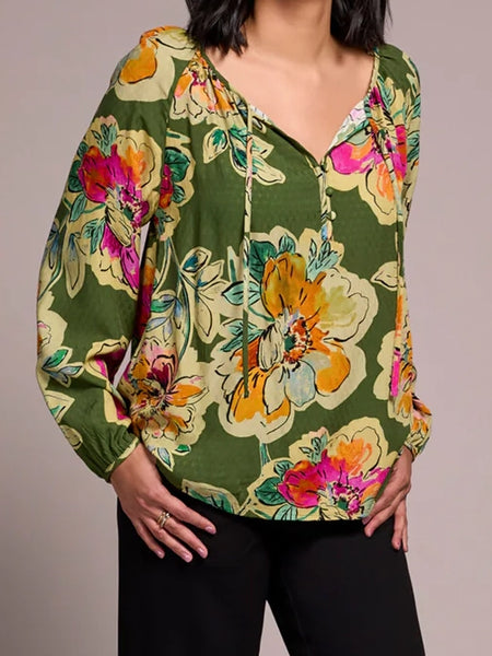 Long Sleeve Blouse w/ Tie Chive by Tribal