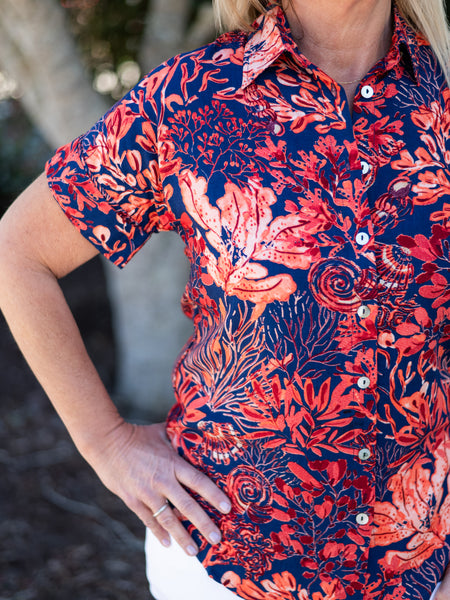 May Top Red/Navy Coral Reef by La Mer Luxe