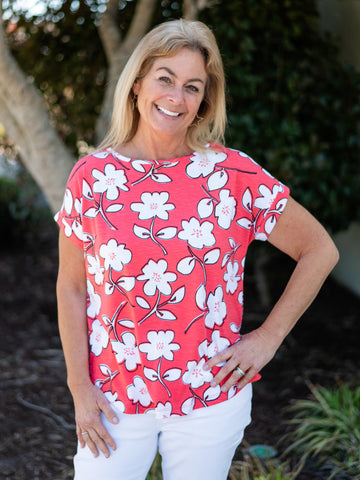 Floral Button Back Top by Multiples