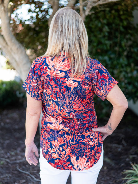 May Top Red/Navy Coral Reef by La Mer Luxe