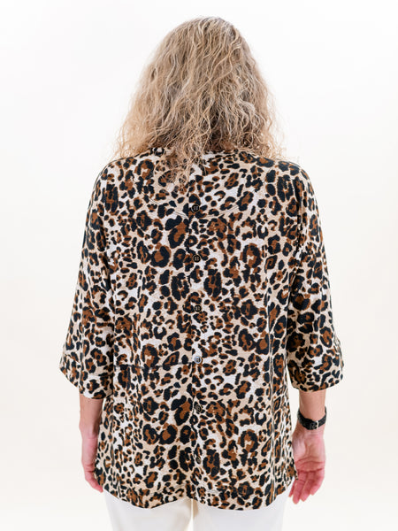 Dolman Sleeve Cheetah Print Slub Top by Multiples