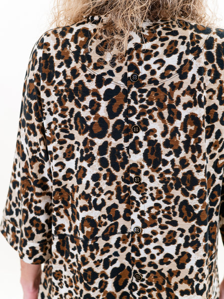 Dolman Sleeve Cheetah Print Slub Top by Multiples