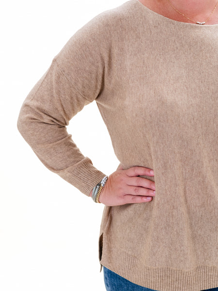 Cozy Knit Sweater Khaki by Shana Apparel