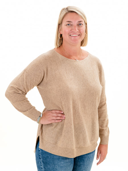 Cozy Knit Sweater Khaki by Shana Apparel