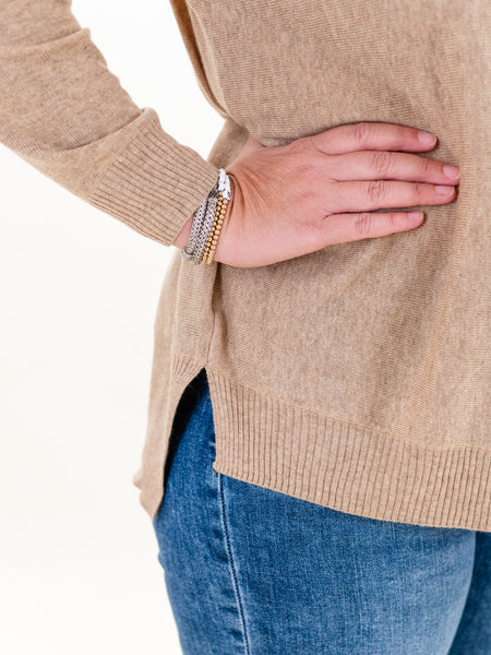 Cozy Knit Sweater Khaki by Shana Apparel