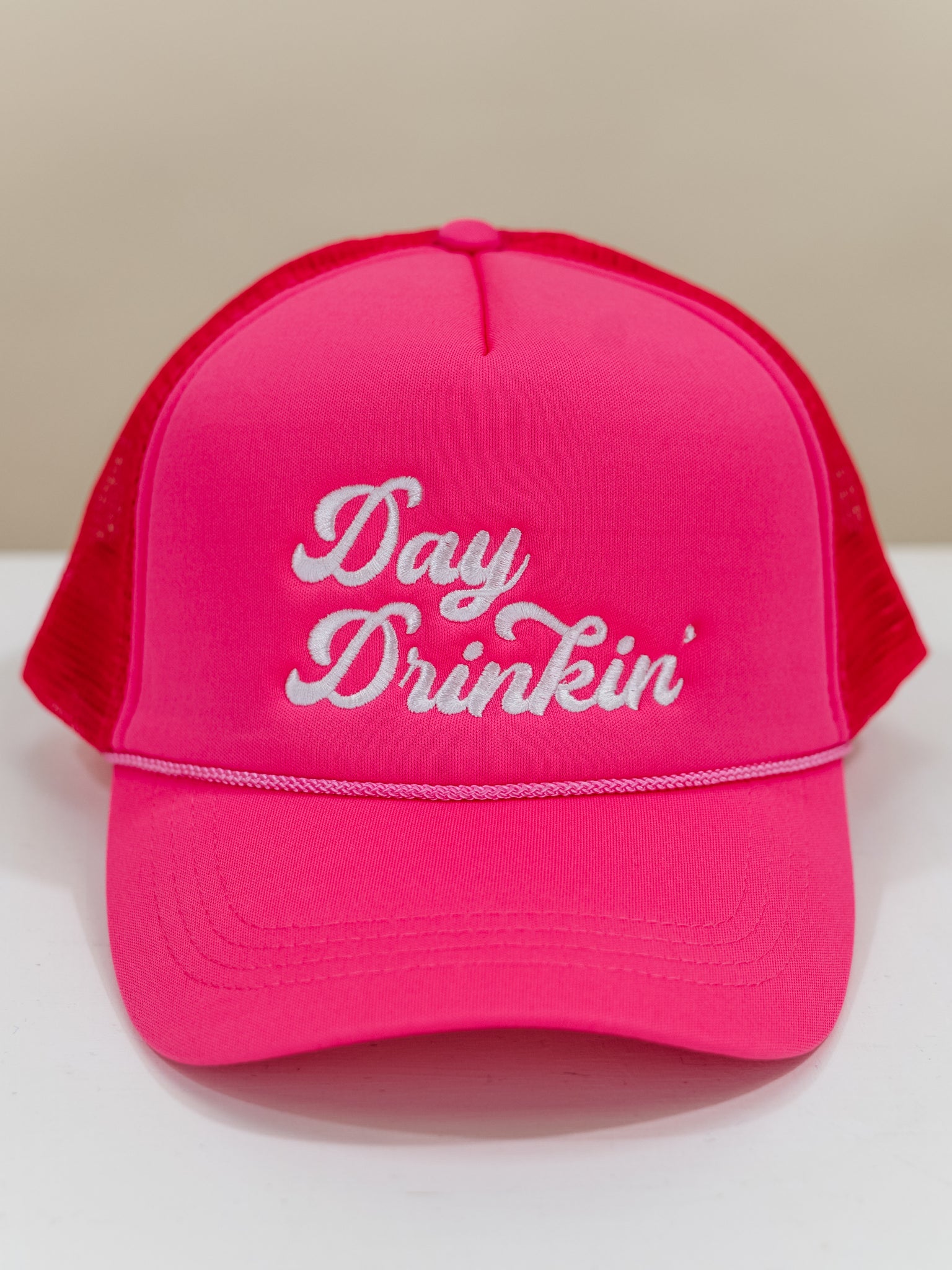 Day Drinkin Texts Embroidery Mesh Back Trucker Hat