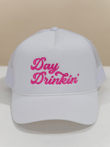 Day Drinkin Texts Embroidery Mesh Back Trucker Hat