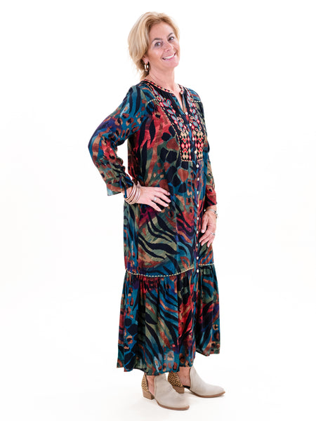 Print Midi Dress Leaf Multi by John Mark