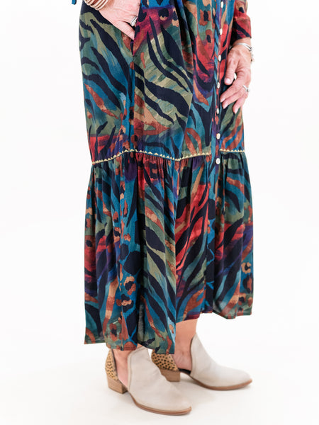 Print Midi Dress Leaf Multi by John Mark