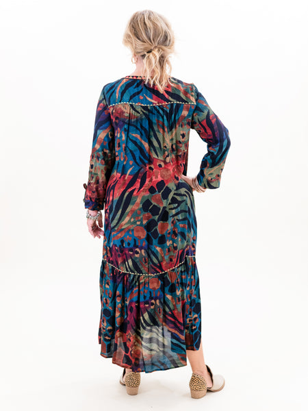 Print Midi Dress Leaf Multi by John Mark