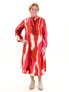 Print Smock Dress Fuchsia by Noen