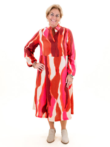 Print Smock Dress Fuchsia by Noen