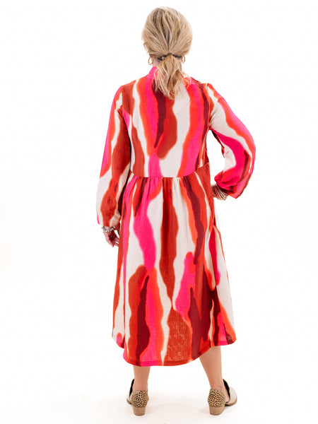 Print Smock Dress Fuchsia by Noen