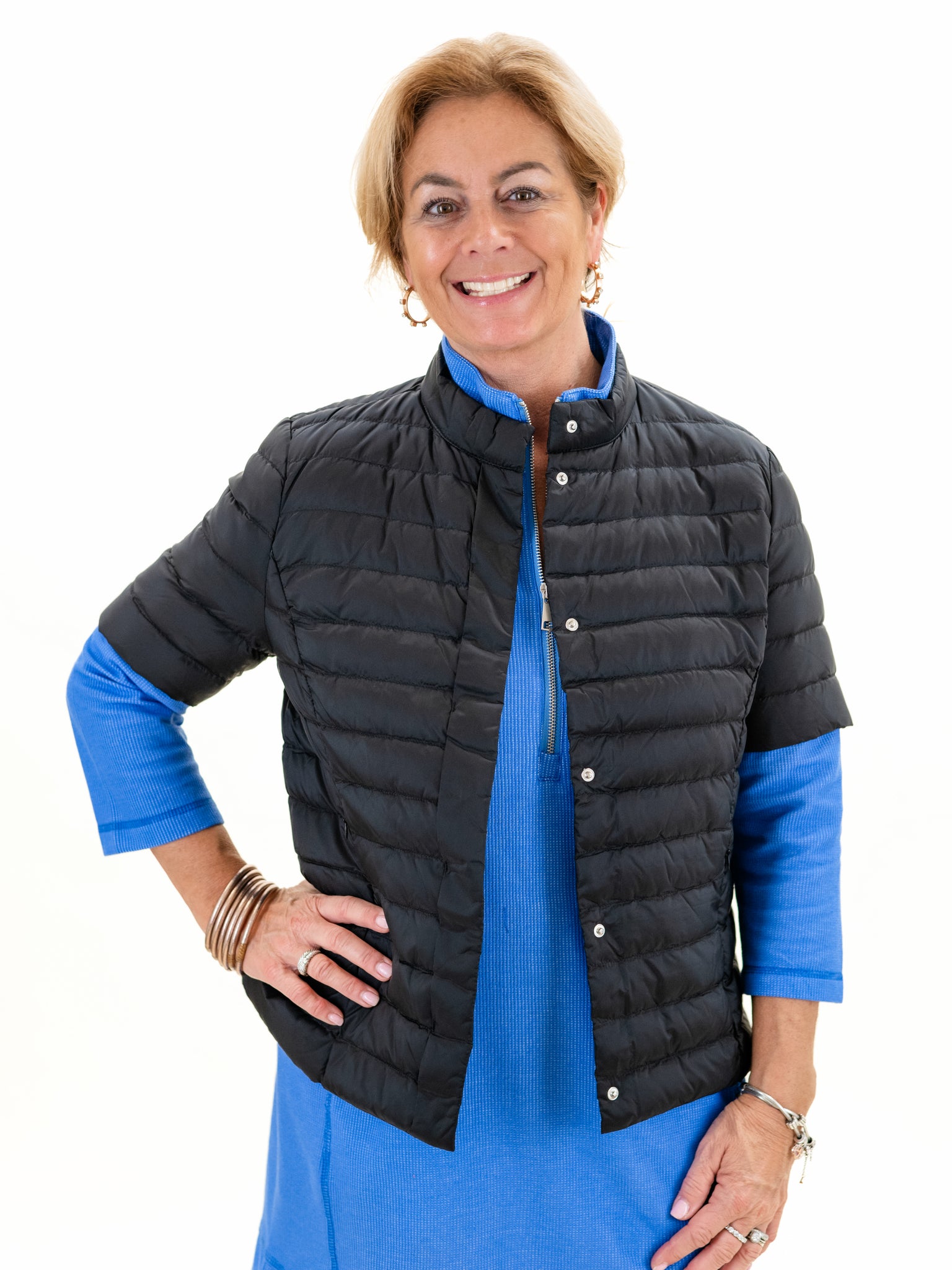 Puffy vest with short sleeves best sale