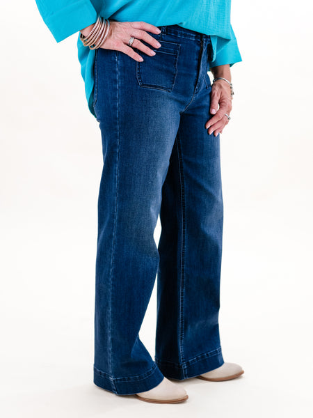 Stretchy Wide Leg Jean by Renuar