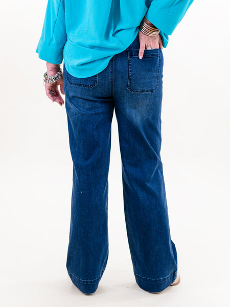 Stretchy Wide Leg Jean by Renuar