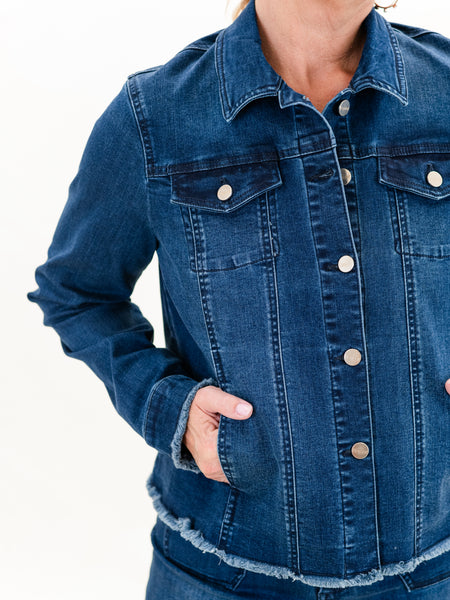 Fray Hem Jean Jacket by Renuar