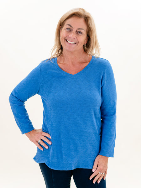 Cobalt Peruvian Cotton Pocket VNeck Tunic by Habitat