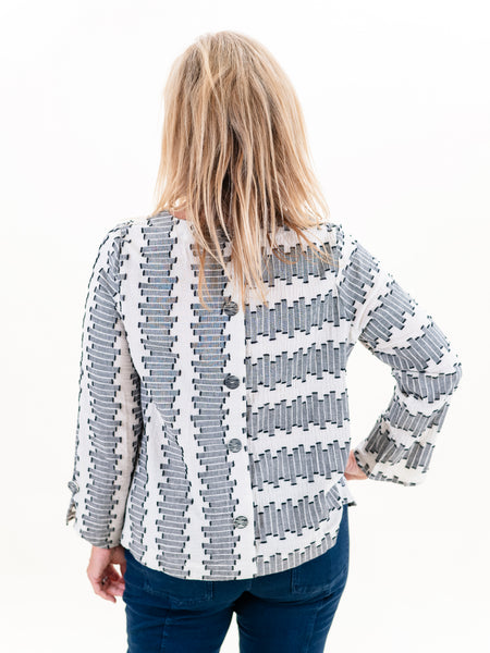 Winter White Embroidered Cotton Button Back Pullover by Habitat