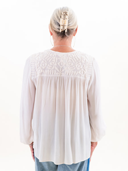 Long Sleeve Embroidered Yoke Blouse by Tribal