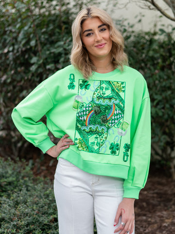 St Patrick's Day QOS Card Sweatshirt by Queen of Sparkles