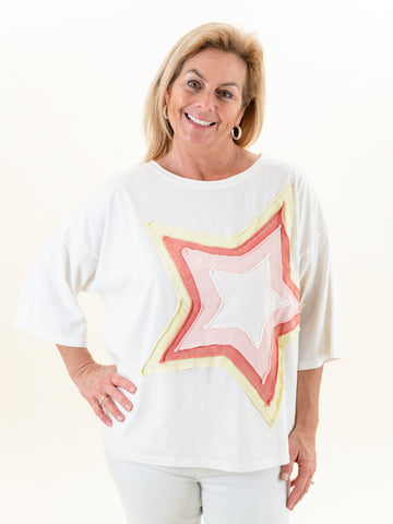 Star Patch Mineral Washed Top by Easel