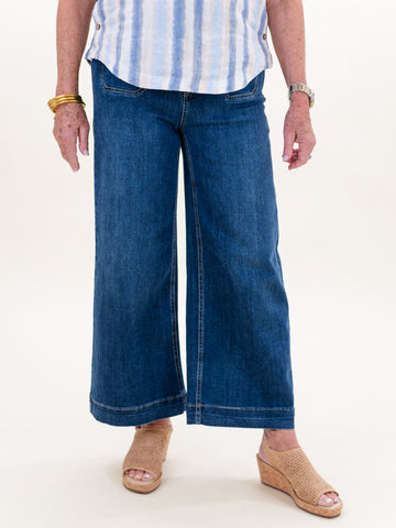 Cropped Wide Leg Jeans Indigo by Charlie B