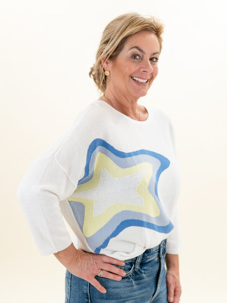 Star Intarsia Scoop Neck Sweater by Tribal