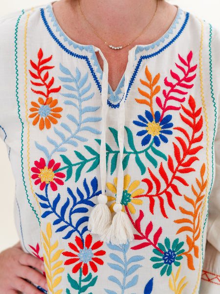 Woven Folklore Floral Embroidered Tunic by Tru Luxe