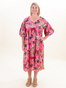 Jungle Maxi Dress Pink by Easel