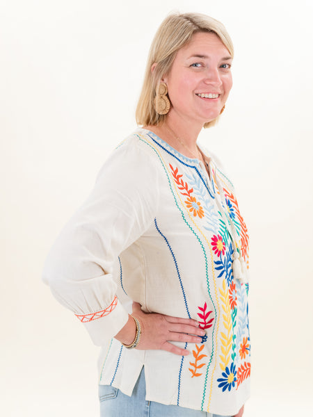Woven Folklore Floral Embroidered Tunic by Tru Luxe