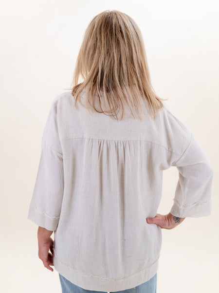 Simply Natural 3/4 Sleeve Linen Top by Tru Luxe