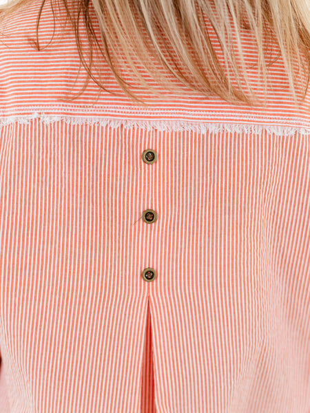 Striped Patchwork Shirt Orange by Tru Luxe
