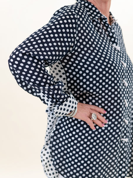 Dot Print Button-Up Shirt Midnight by Multiples