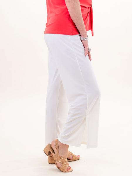 Signature Side Slit Ankle Pant Ivory by Clara Sun Woo