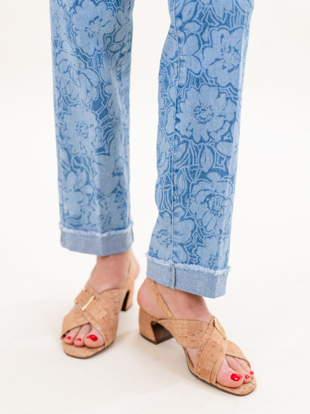 Floral Print Cuffed Ankle Jean by Multiples