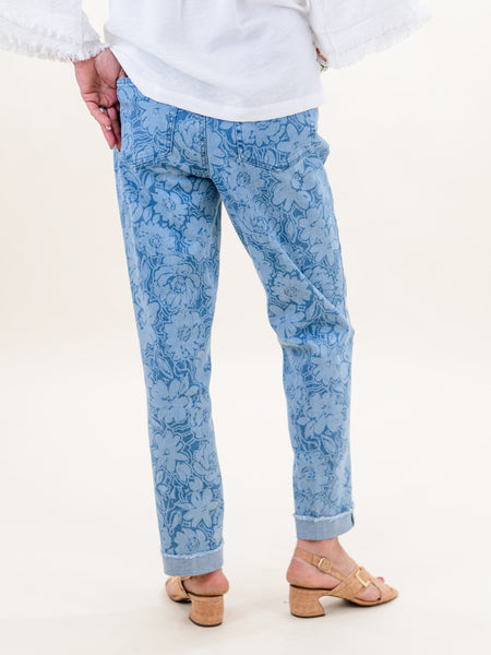 Floral Print Cuffed Ankle Jean by Multiples