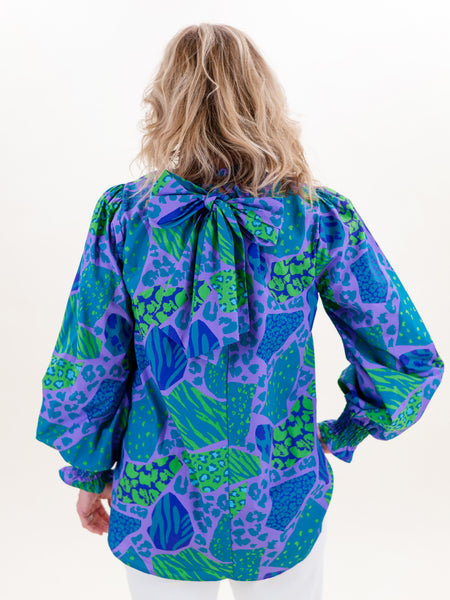 Teal Abstract Blouse by Fantastic Fawn