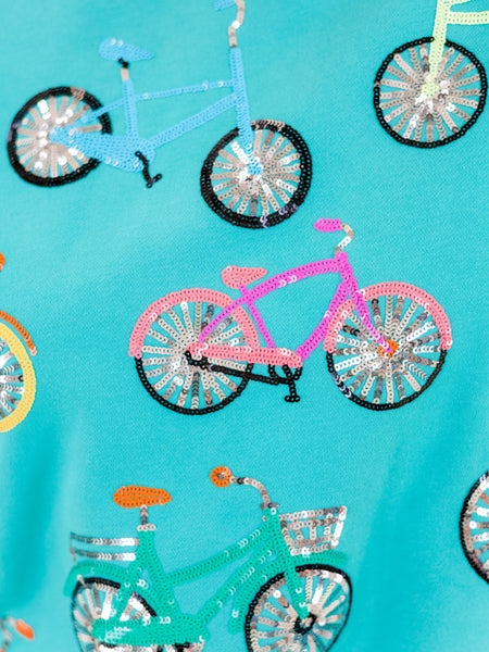 Aqua Bike Scattered Sweatshirt by Queen of Sparkles
