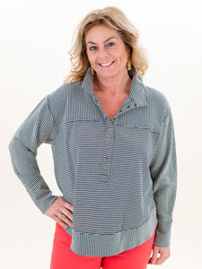 Knit Stripe Pullover Top by Tru Luxe