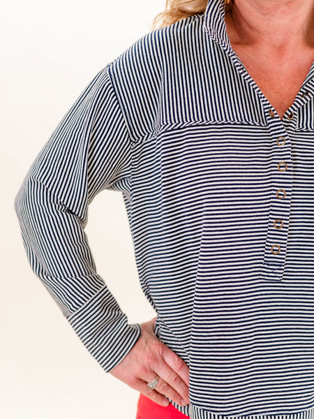 Knit Stripe Pullover Top by Tru Luxe