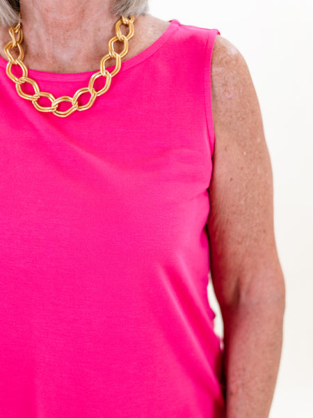 Scoop Neck Tank Top Deep Fuchsia by Multiples